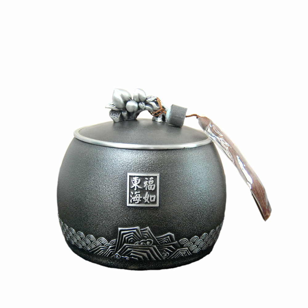 福寿安康纯锡茶叶罐金属盖密封储茶锡罐锡器定制