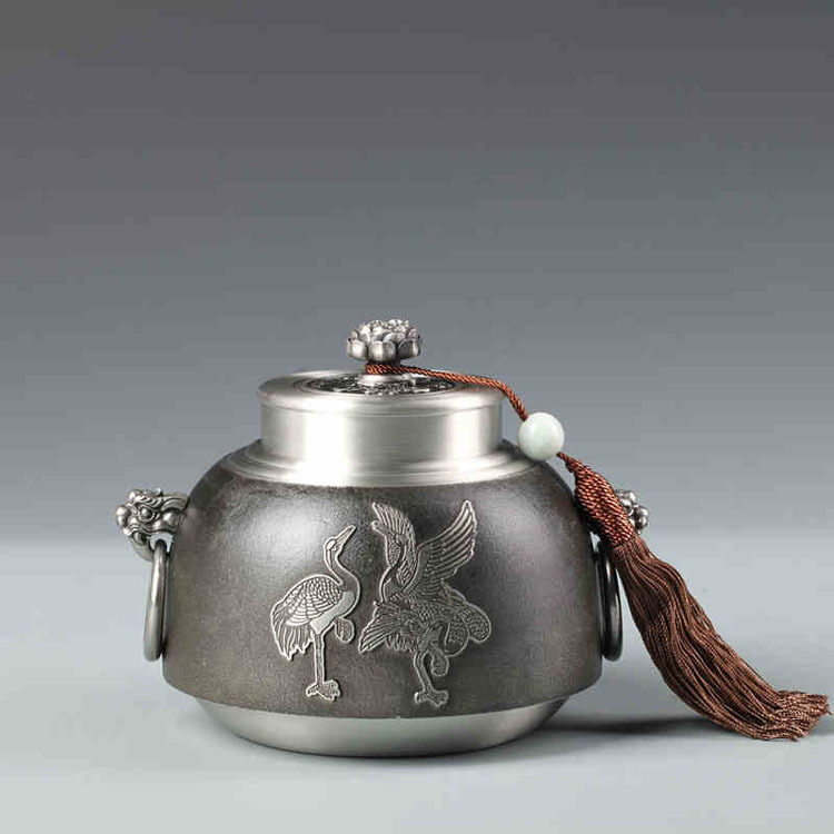 精品茶叶罐 马来西亚纯锡茶叶盒 锡罐和风禅味