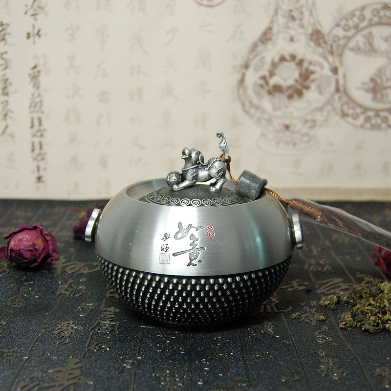 纯锡中式兴旺如意纯锡茶叶罐金属密封储茶锡罐