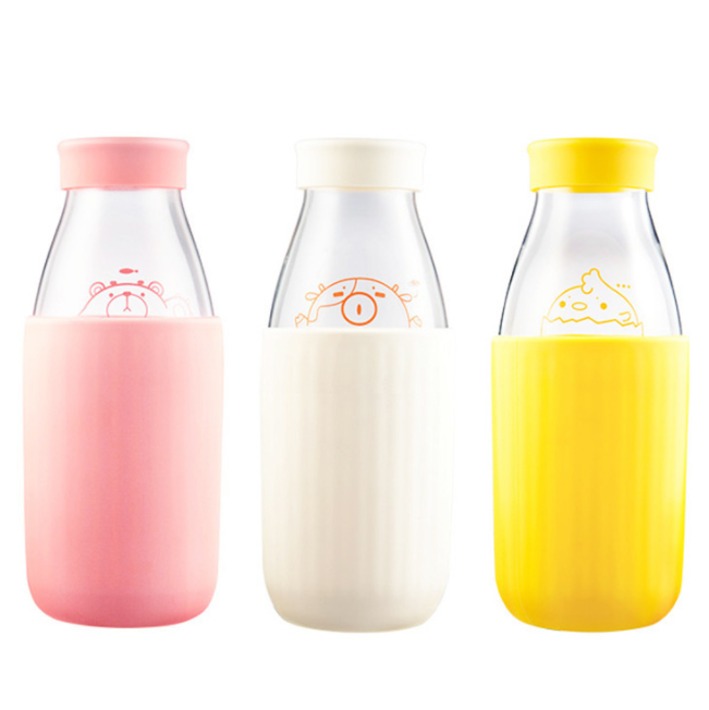 物生物创意牛奶杯带盖果汁玻璃杯可爱咖啡早餐杯子耐热水