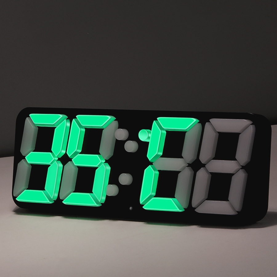 创意3D立体闹钟 七彩变色闹钟 LED数字立体时钟 墙面挂钟闹钟