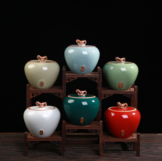 哥窑冰裂大号陶瓷茶叶罐普洱红茶绿茶储物罐定制