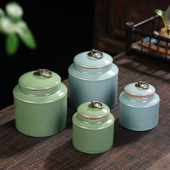 哥窑便携式陶瓷密封罐红茶绿茶普洱茶叶罐定制LOGO