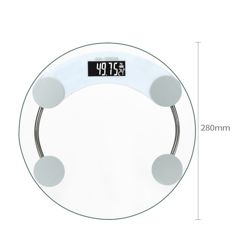 圆形透明钢化玻璃电子秤体重秤可定制logo