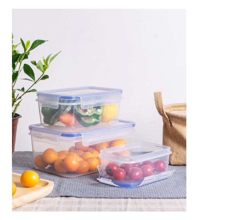 定制直销OEM塑料保鲜盒三件套可微波加热食品级长方形饭盒