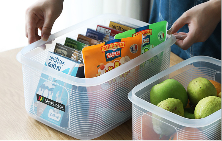 日式中号冰箱大容量保鲜盒厨房收纳盒果蔬干货防潮密封盒