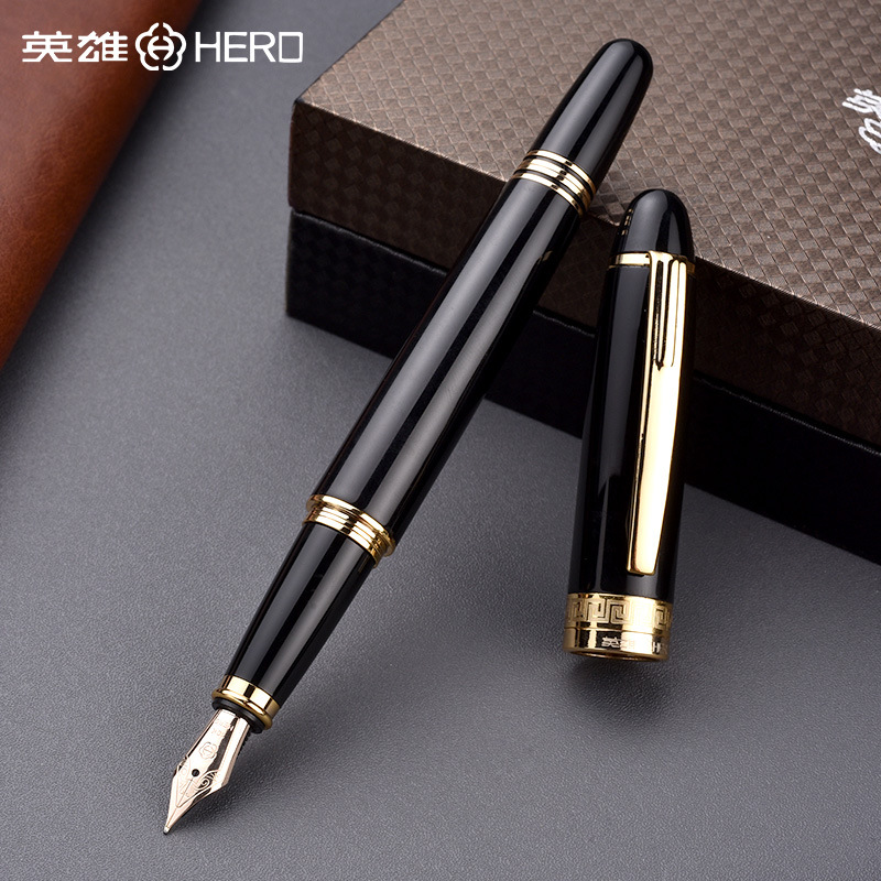 hero英雄钢笔10K金笔正品H708成人办公书写练字墨水笔可定制