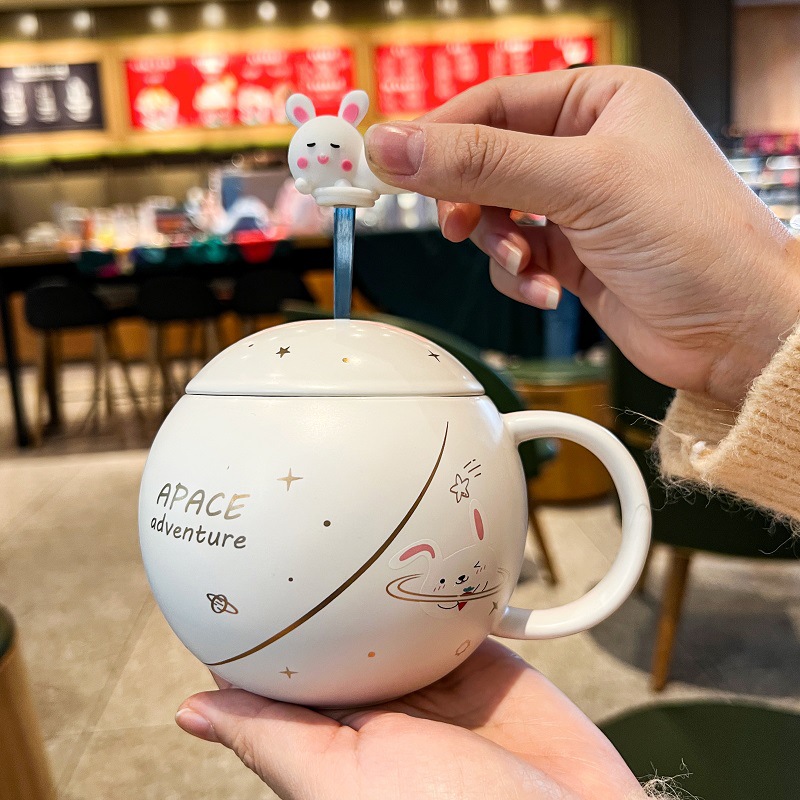宇航员星球创意陶瓷办公室定制水杯情侣咖啡杯定制
