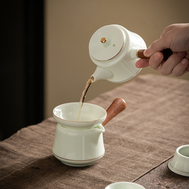 羊脂玉茶具套装甜白瓷盖碗茶杯陶瓷定制logo