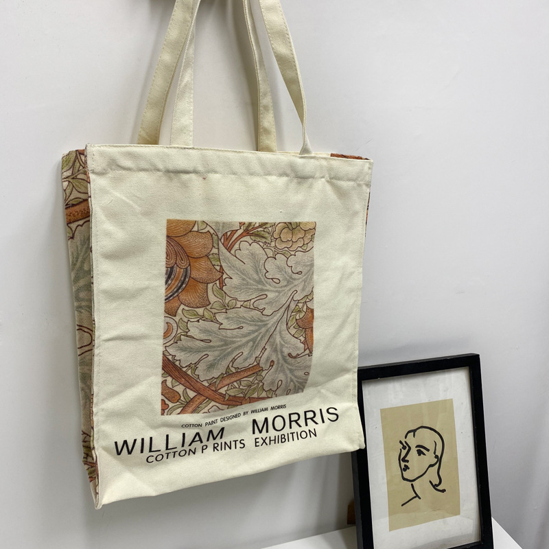 复古小众艺术画创意帆布袋女单肩包购物袋学生书包定制