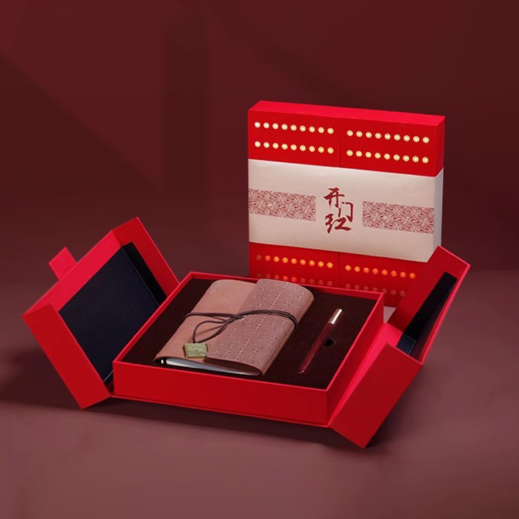 新年【开门红】笔记本签字笔贺岁龙年红色精装礼盒定制